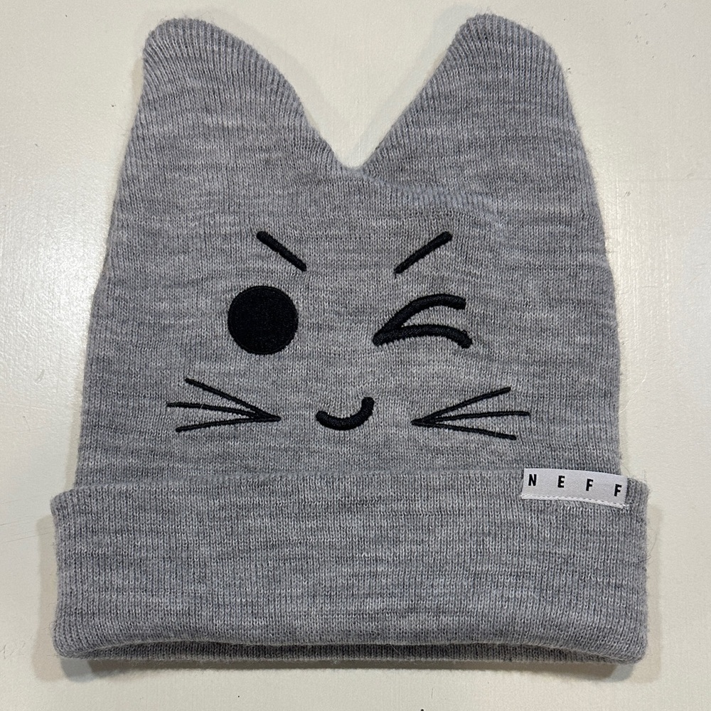Neff Gray Winking Cat Beanie